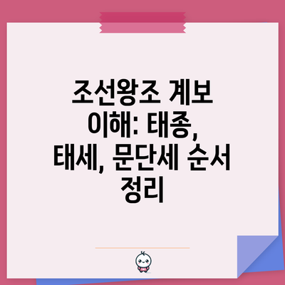 조선왕조 계보 이해: 태종, 태세, 문단세 순서 정리