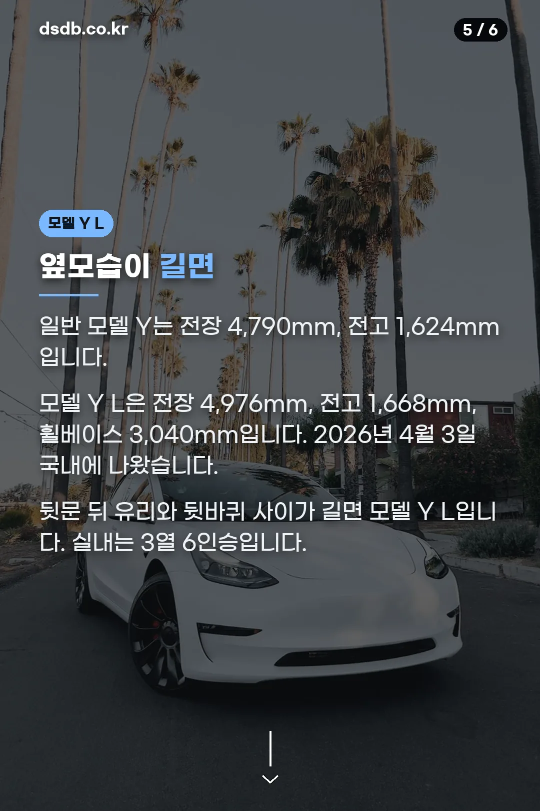 모델 Y L 치수