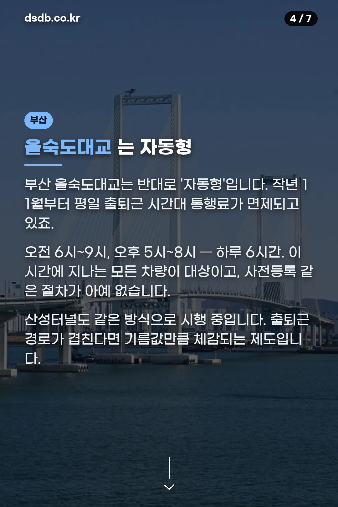 을숙도대교 자동 면제 설명