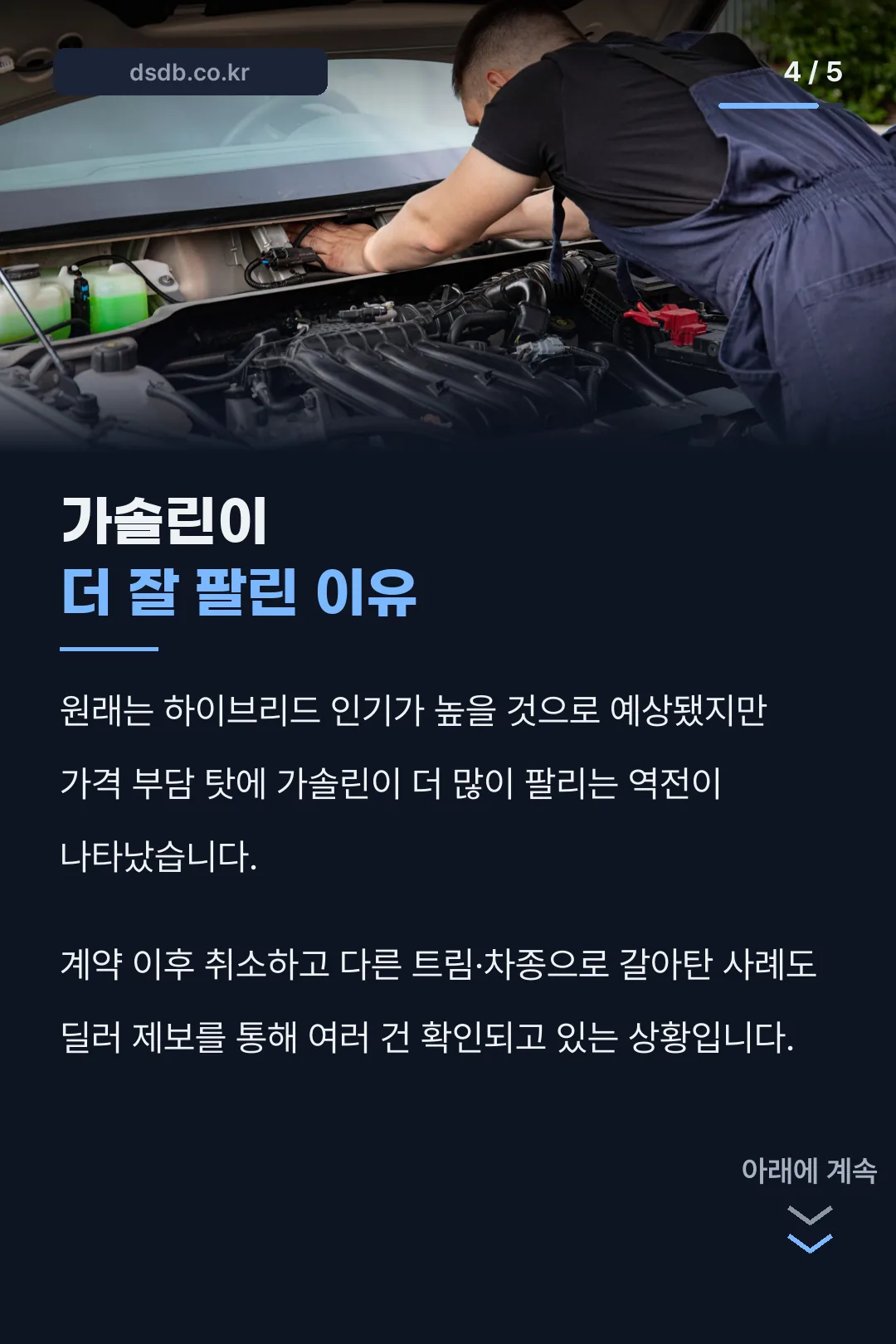 가솔린·하이브리드 역전