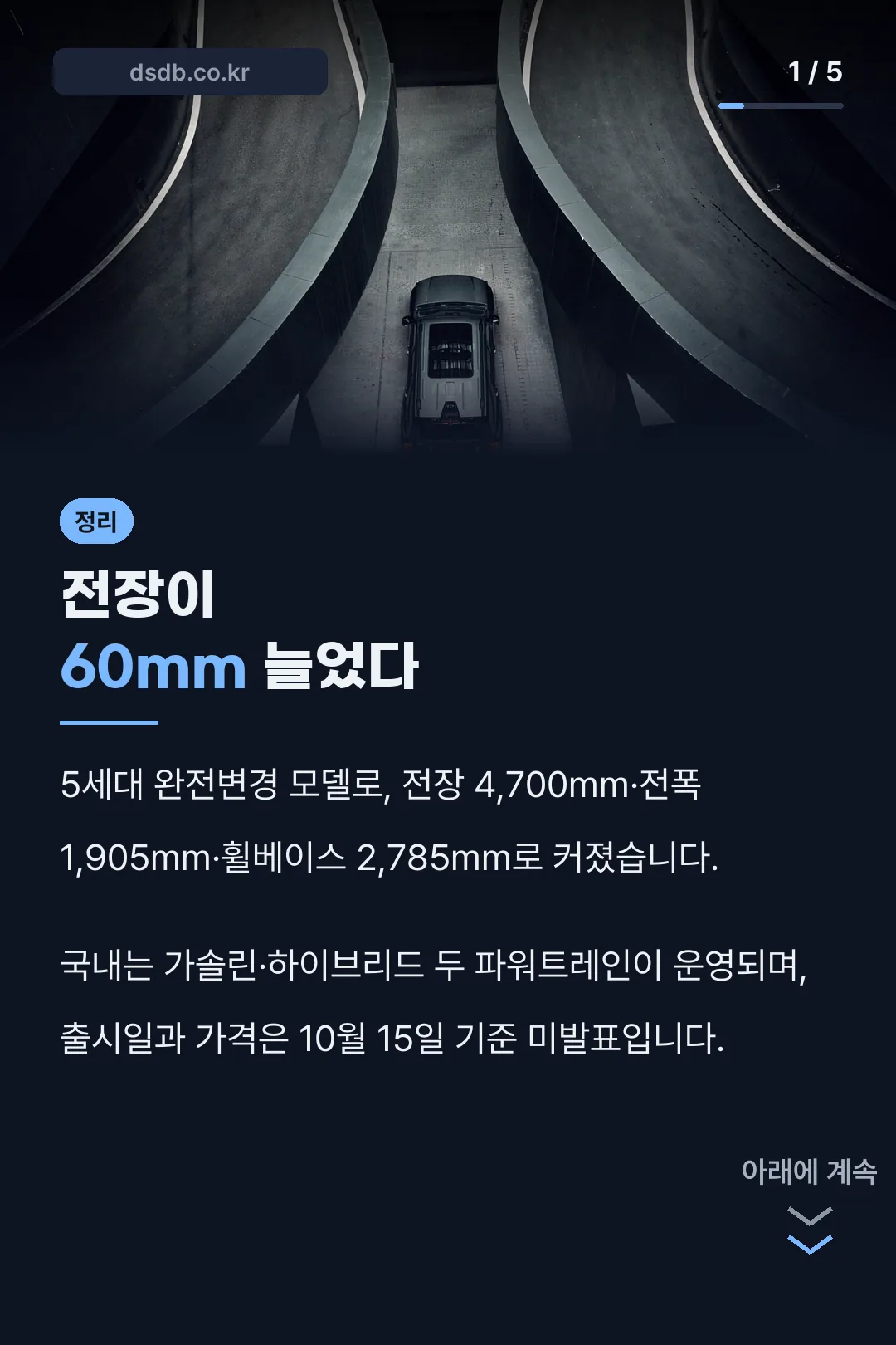 27년 투싼 신형 차체 변화